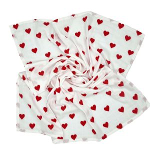 Κουβέρτα μουσελίνα αγκαλιάς Hearts - 80×90cm